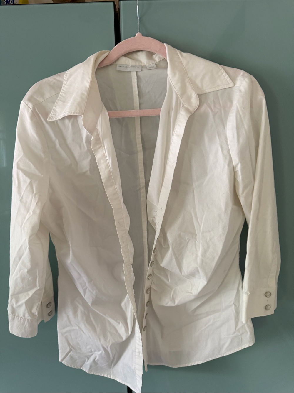 New York & Company Cream Button-Front Shirt Jacket